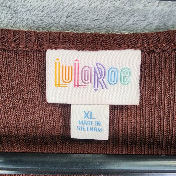 Womens Brown LuLaRoe Ribbed Open Front Cardigan Sweater Long Sleeve Size XL - Picture 3 of 8